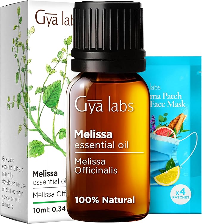 Gya Labs Melissa Essential Oil for Diffuser - 0.34 Fl Oz - 100% Pure Natural Melissa Oil for Skin, DIY Aromatherapy & Candle Making - Sweet & Herbaceous Scent