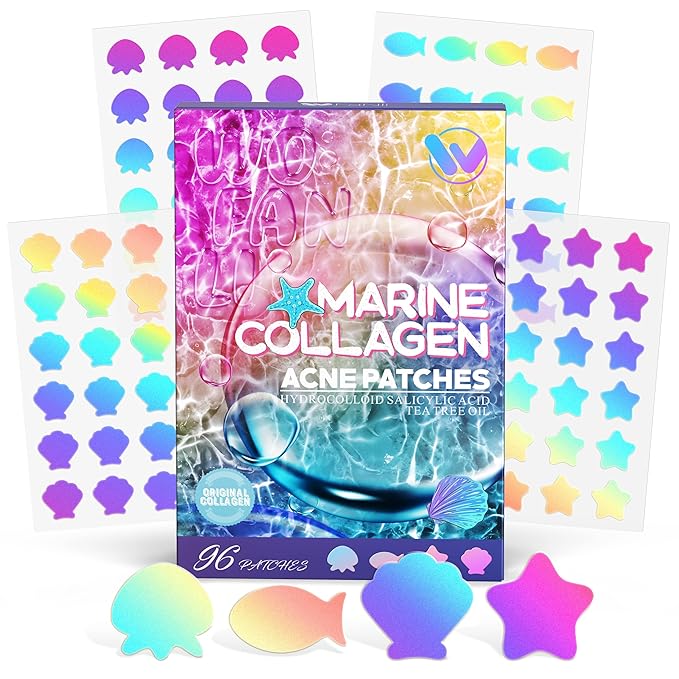 Pimple Patches Cute, Ocean Series shapes Pimple Patches for Face, Contains Salicylic Acid & Tea Tree Oil - 96 Dots