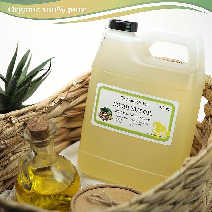 Dr Adorable - 32 oz - Kukui Nut Oil - 100% Pure Natural Organic Cold Pressed