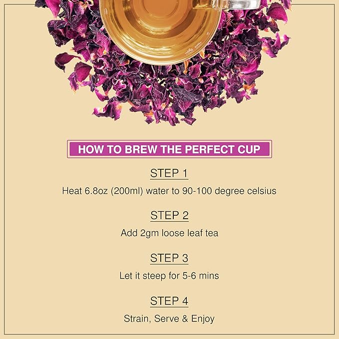 BREWIX, Pure Dried Rose Petals Loose Tea (25+ Cups,1.76oz/50g) Edible Flowers for Cocktails,Garnishing & Drinks, Tea,Baking,Desserts,Bread,Cake,Bath,DIY Skincare Edible Rose Petals in Resealable Bag