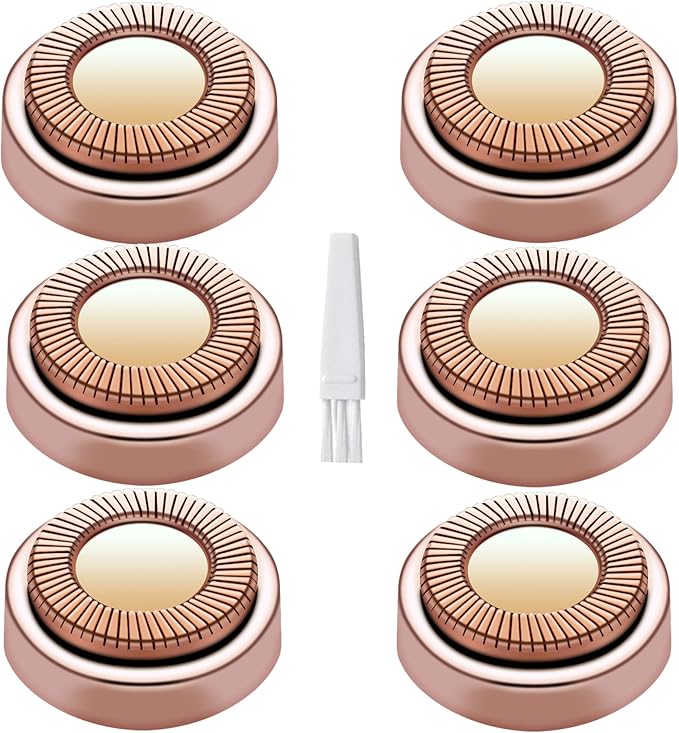 Facial Hair Remover Replacement Heads Gen 1 for Finishing Touch Flawless Facial Hair Removal,Effective Compatible with Flawless Shaver Tool for Women 18K Gold-Plated Rose Gold, 6 pcs,As Seen On TV.