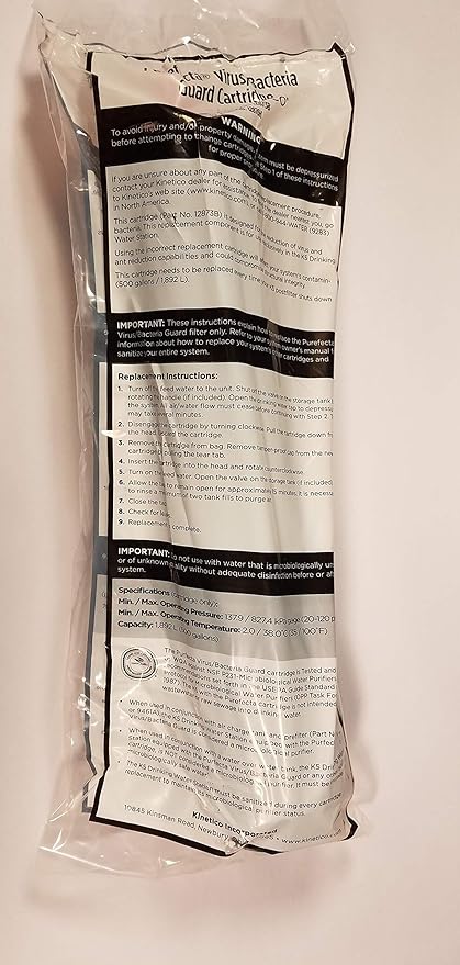 Kinetico Purefecta White Guard Cartridge Filter 12873B 12876H