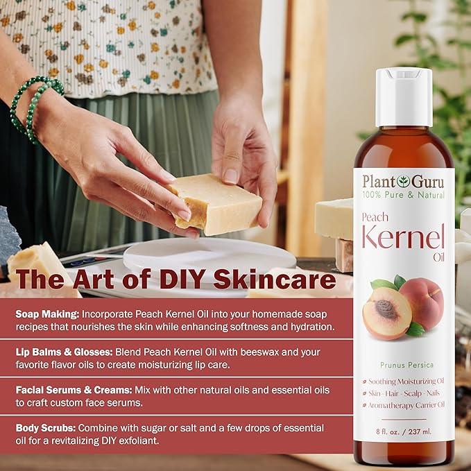 Peach Kernel Oil 4 oz. - 100% Pure and Natural Carrier Oil - Refined, Cooking, Skin, Hair, Body & Face Moisturizing