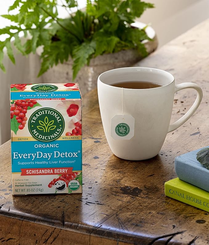Traditional Medicinals Organic EveryDay Detox Schisandra Berry Herbal Tea, Supports Healthy Liver Function, (Pack of 1) - 16 Tea Bags
