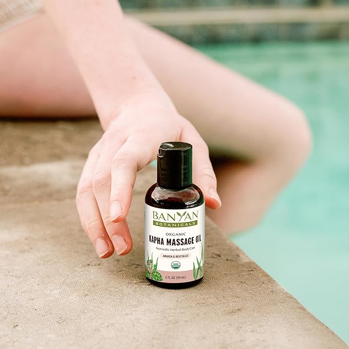 Banyan Botanicals Kapha Massage Oil – Organic Massage Oil with Chitrak and Tulsi – Warming Ayurvedic Oil to Revitalize The Tissues and Awaken The Mind – 2 oz. – Non-GMO Sustainably Sourced Vegan
