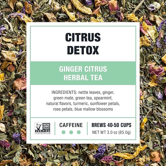 Tiesta Tea - Ginger Citrus Herbal Tea | Loose Leaf | Lemon Ginger with Mint and Chamomile | Herbal Bags Alternative, Hot or Iced, Caffeine-Free | Refillable Tin, Brews 50 Cups | 3 Ounce