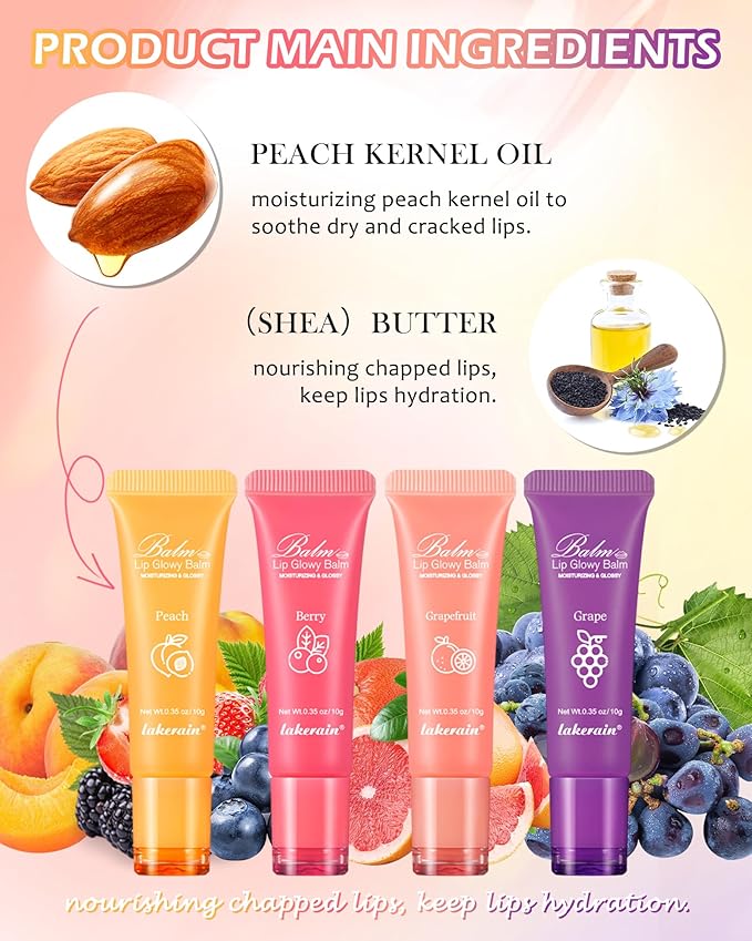 Lip Glowy Balm,Hydrating Nourishing Repair Sleeping Lip Mask,Shine Glossy Finish Lip Moisturizer,Smooth Cracked Chapped Dry Lip,Lip Care Therapy Treatment,Women's Day Makeup Gift for Women-4#Grape