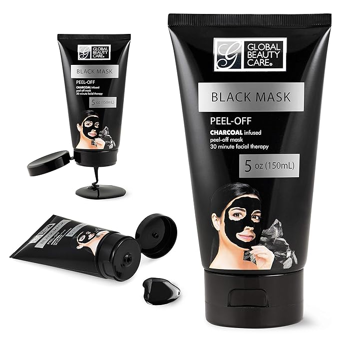 Global Beauty Care Black Peel-Off Mask – Charcoal Face Mask for Deep Cleansing, Blackhead Removal, Pore Minimizing & Skin Care for Face and Nose