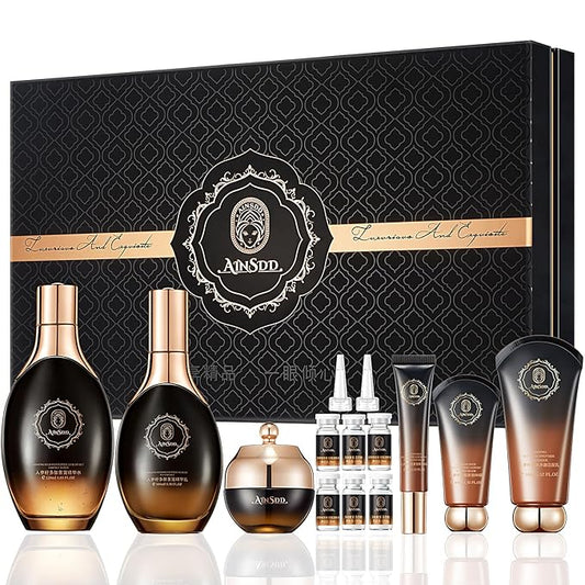 Ginseng Anti-Aging Skincare 12-Piece Set With Facial Cleanser, Face Serum, Face Cream, Eye Cream, Toner Skin Care Kit For Women