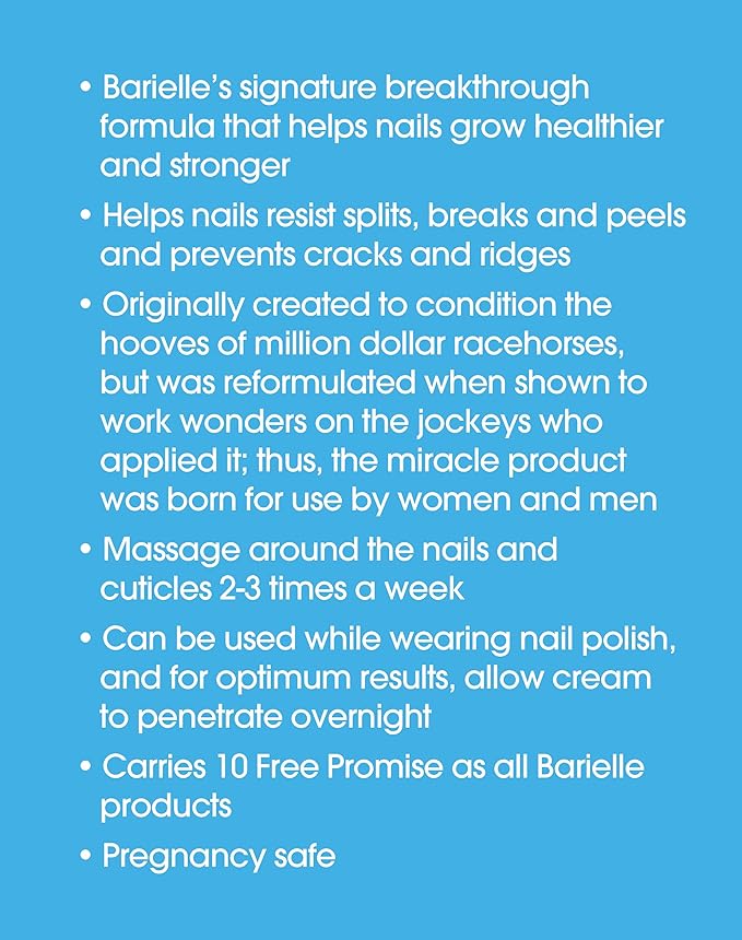 Barielle Nail Strengthener Cream 1 ounce (Pack of 2) Helps Improve Nail Growth, for Healthier and Stronger Nails, Prevents Splitting, Cracks and Ridges, Resists Splits, Peels and Breaks.