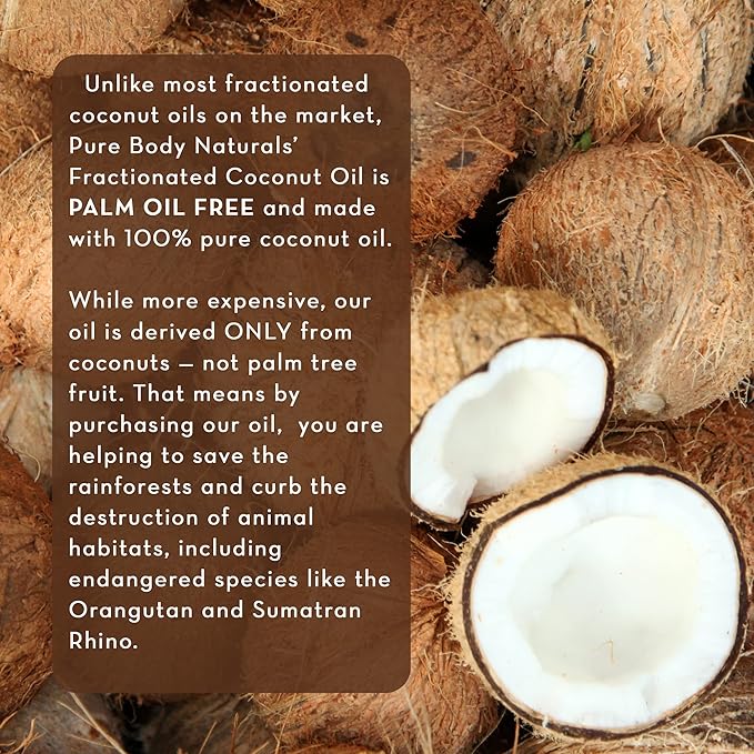 Pure Body Naturals Organic Fractionated Coconut Oil for Skin and Hair, 4 fl oz - Liquid Carrier Oil for Diluting Essential Oils, Hair Growth & Skin Moisturizer
