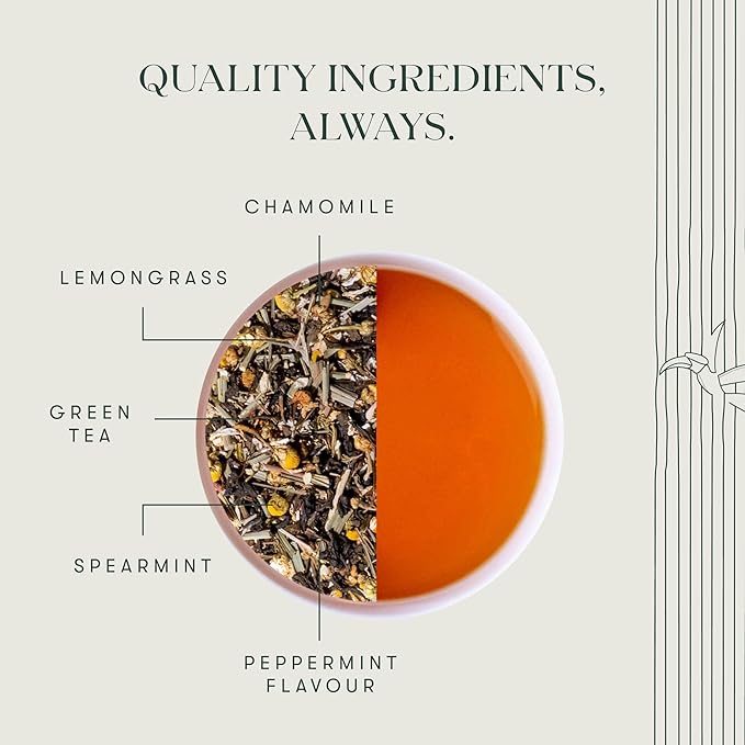 Luxmi Estates - Minty Mile - Organic Chamomile Mint Tea - 50 Tea Bags | With Chamomile, Lemongrass, Spearmint and Peppermint | Low Caffeine Chamomile Tea | Best for Night Time