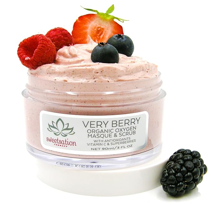 Sweetsation Therapy/Yunasence, Very Berry Oxygen Exfoliating Mask & Scrub w/Vitamin C, Enzymes & Superberries. Rejuvenating, Hydrating, Purifying.