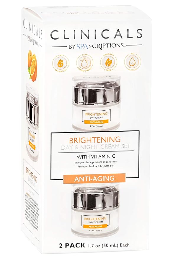 SpaScriptions Clinicals Brightening Vitamin C Day & Night Cream Set - 2 Pack (1.7oz)