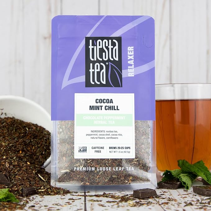 Tiesta Tea - Cocoa Mint Chill | Loose Leaf | Chocolate Peppermint Herbal Blend | Non-Caffeinated Rooibos | Brew Hot or Iced | Makes Up to 25 Cups | 1.5 Ounce