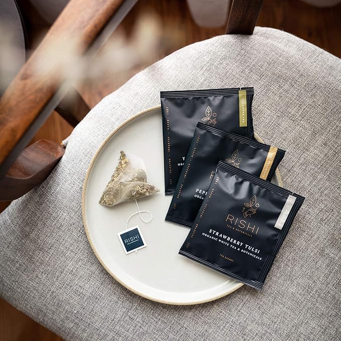 Rishi Tea Turmeric Ginger Herbal Tea - Organic Sachet Bags, Caffeine Free Ayurvedic Digestive Blend with Spicy Ginger & Citrus - 50 Count