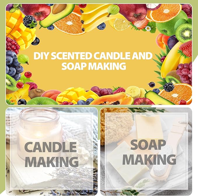 10Pcs Fruity Fragrance Oil Set, Coconut, Cherry, Apple, Strawberry, Mango Candle Scents for Candle Making, Freshie Scents for DIY Soap Making, Diffuser Oil Scents Set