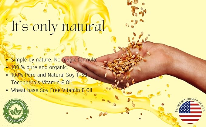 Organic Vitamin E Oil for Skin, Face & Scars - Pure & Natural Liquid Formula - 74000 IU - 100% Pure & Natural Vitamin E Oil - 2 Fl. Oz.