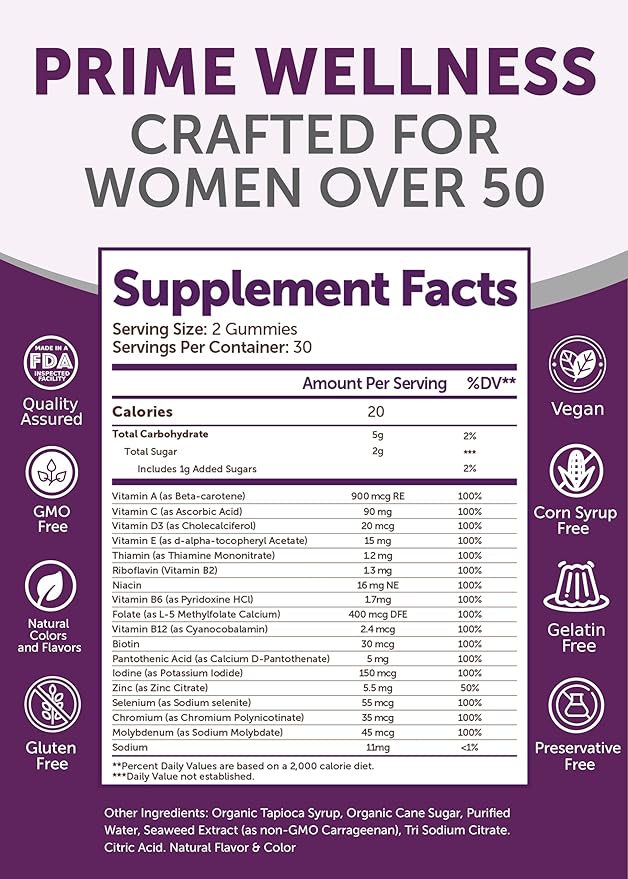 Lunakai USA Made Collagen & Multivitamin Gummies Bundle for Women 50+ – Supports Skin, Hair, Nail, Joint, Heart, Bone & Immune Health – 60ct Each