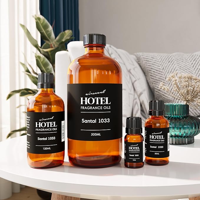AirScent Santal Diffuser Oil No. 1033 - Santal-33 Inspired Perfume Dupe - Premium Fragrance Oil Blend for Ultrasonic and Waterless Diffusers and Crafting - 500 mL, 16.9 fl oz Glass Bottle