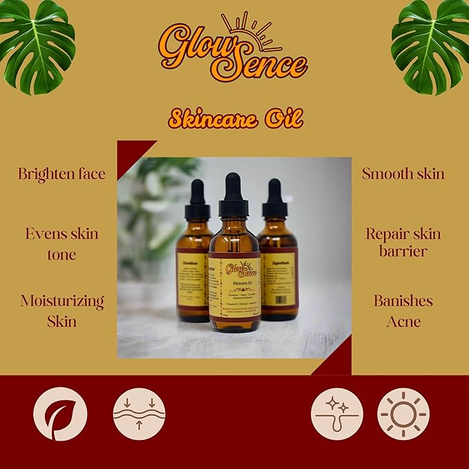 Skincare Oil - Turmeric, Argan, Jojoba, Vitamin E & Roseship - Natural Face & Body for Acne-Prone Skin, Dark spots & Scars - 100% Plant-Based skincare - 2 oz