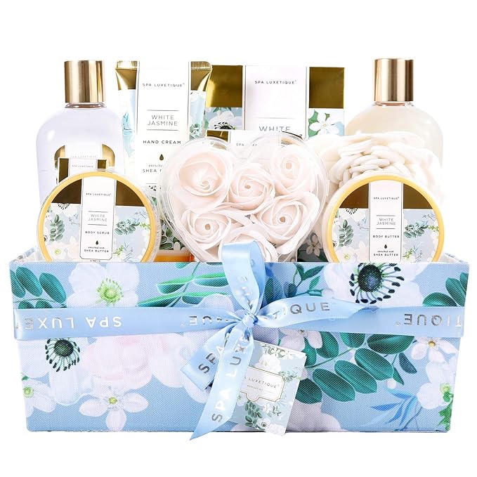 Gift Basket for Women, Spa Luxetique Spa Bath Kit, 12pcs Relaxing Spa Gift Basket with Shower Gel, Bath Salt, Essential Oil, Body Lotion,Mothers Gifts for Mom