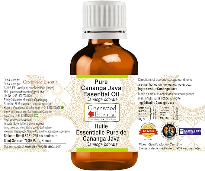 Pure Cananga Java Essential Oil (Cananga odorata) Steam Distilled 50ml (1.69 oz)