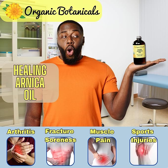 Arnica Oil - Pure Organic Muscle Soothing Discomfort - Organic Arnica Oil for Bruising and Swelling, Arnica Montana Oil for Muscle and Joint Discomfort, Arnica Massage Oil (64 oz)