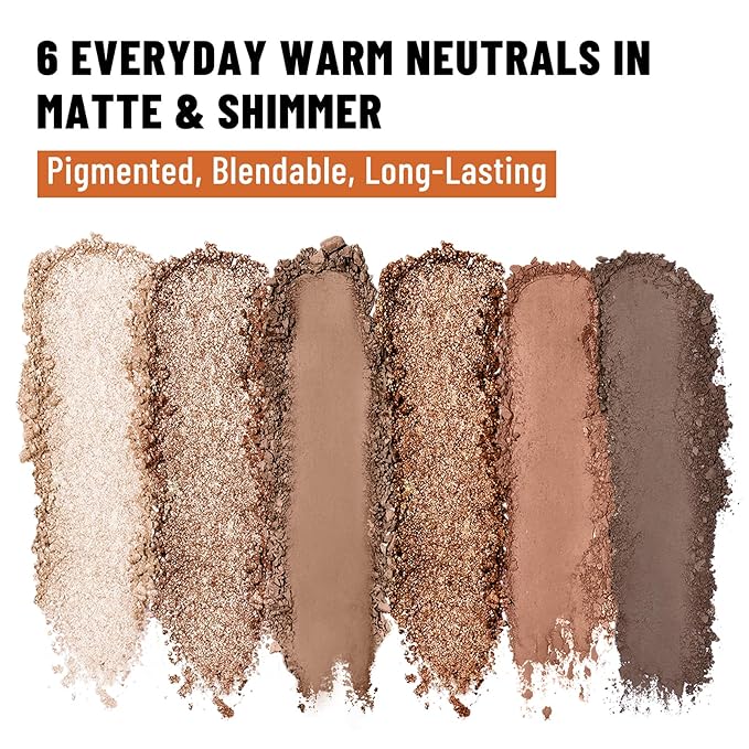 6 Colors Mini Naked Eyeshadow Makeup Palette Caramel & Bronzed Neutral Tone Eye Shadow Matte & Shimmer Nude Make Up Pallet with Mirror Blendable Highly Pigmented Travel Size Gift Kit 05