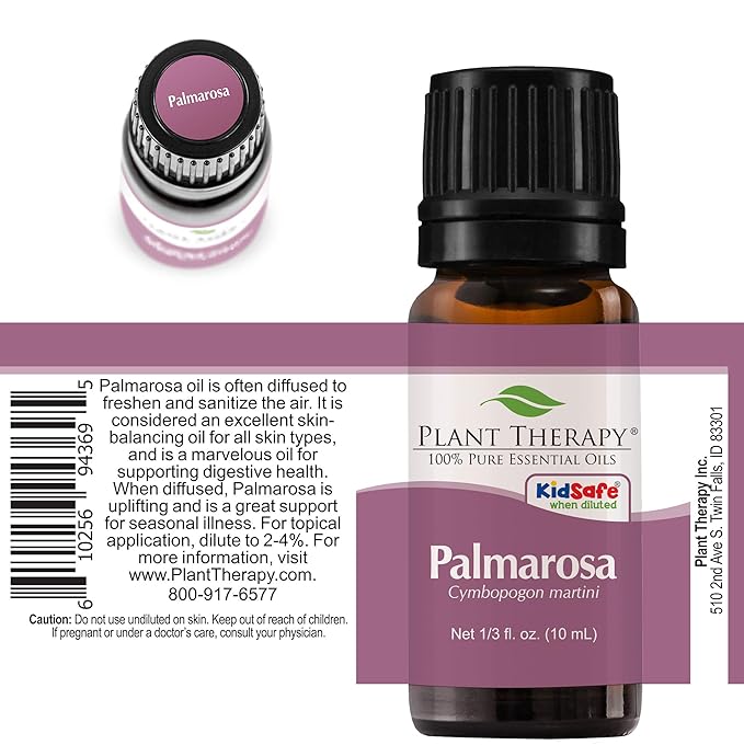 Plant Therapy Palmarosa Essential Oil 100% Pure, Undiluted, Natural Aromatherapy, Therapeutic Grade 10 mL (1/3 oz)