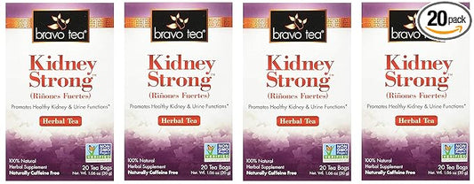 Bravo Teas Kidney Strong Herbal Tea, Caffeine Free, 20 Tea Bags (Four Pack)