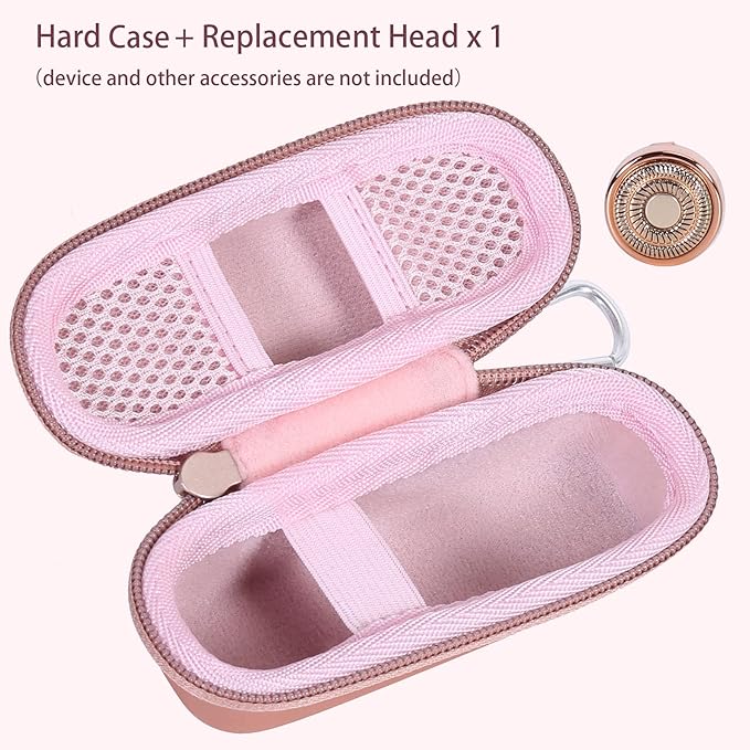 co2CREA Hard Case and Replacement Head Compatible with Finishing Touch Flawless Facial Hair Remover Electric Face Razor for Women (Rose Gold Case + Replacement Head)