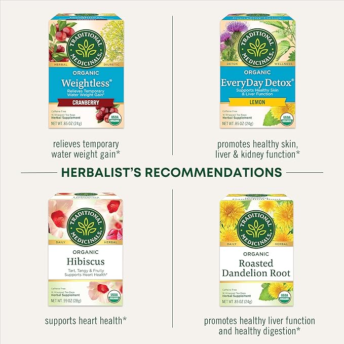 Traditional Medicinals Tea, Organic EveryDay Detox Dandelion, Supports Healthy Liver & Kidney Function, Detox, 16 Tea Bags