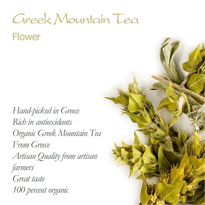 Greek Mountain Tea Organic Handpicked - Ironwort Herbal Tea Mt Olympus Greece - Sideritis Scardica Shepherd's Greek Teas Mountain Tea From Greece - Greek Teas Mountain Greek Tea Organic Greek Tea