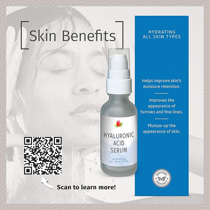 Reviva Labs Hyaluronic Acid Serum for Face and Neck - Moisturizing, Nourishing, and Hydrating Serum Acido Hialuronico - Face Serum for Women, 1 Fl Oz