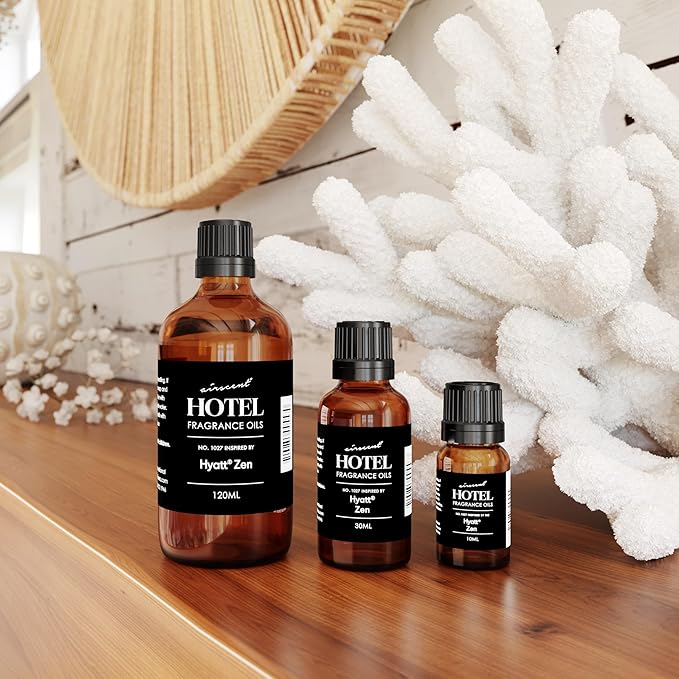 AirScent Hotel Diffuser Oil Inspired by The Hyatt Zen Hotel Scent - Premium Fragrance Oil No. 1027 for Ultrasonic and Waterless Diffusers and Crafting - 120 mL, 4 fl oz Glass Bottle with Dropper