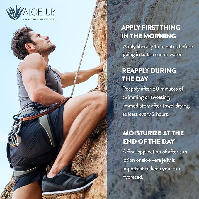 Aloe Up Sport Sunscreen Lotion SPF 30 - Broad Spectrum UVA/UVB Sunscreen Protector for Face and Body With Hydrating Aloe Vera Gel Non-Greasy No White Cast Reef Safe Fragrance-Free - 32 Oz.