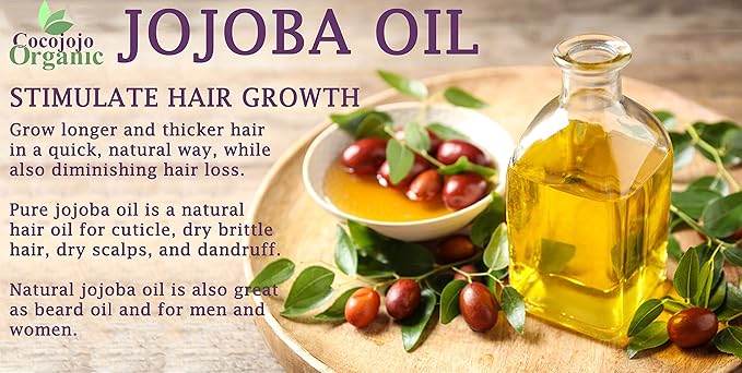 Cocojojo Jojoba Oil Organic, Jojoba Oil for Hair Growth, Jojoba Oil for Skin, Jojoba Oil for Face, 100% Pure Natural, Cold Pressed, Deep Moisturizing Anti-Aging, Essential Oils -128 Fl Oz