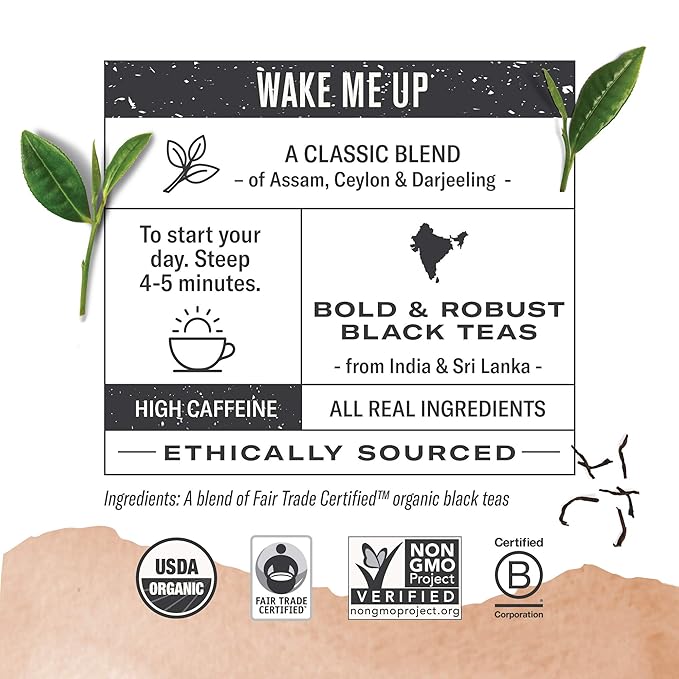 Numi Organic Tea Breakfast Blend, 18 Count Box of Tea Bags, Black Tea (Packaging May Vary)