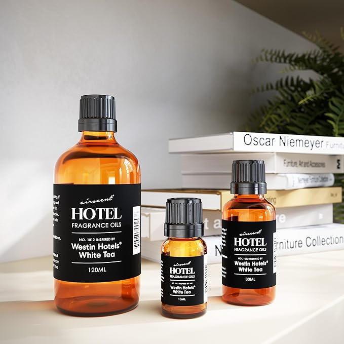 AirScent Hotel Diffuser Oil Inspired by Westin White Tea Hotel Scent - Fragrance Oil No. 1012 for Ultrasonic and Waterless Diffusers and Crafting - 120 mL, 4 fl oz Glass Dropper Bottle
