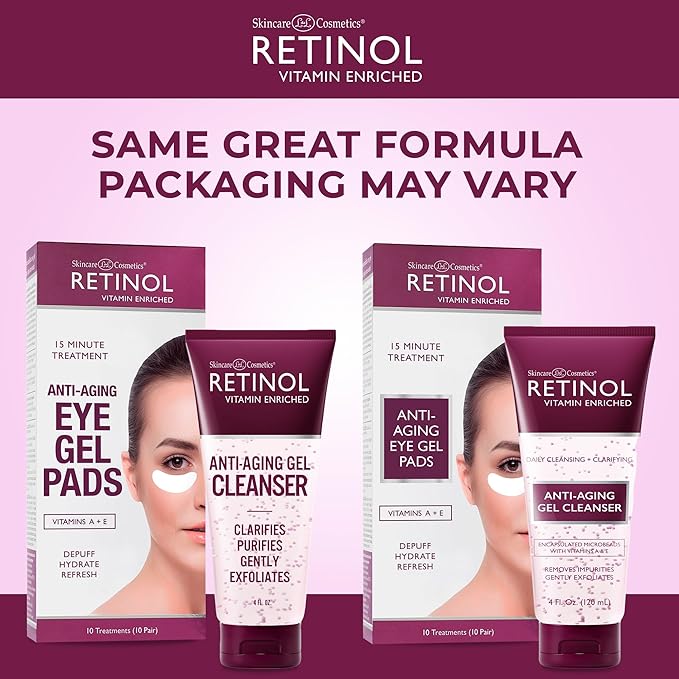 Retinol Anti-Aging Facial Oil – With Nine Essential Oils, Restores Hydration and Nourishment Anti-Aging Eye Gel Pads – Soothing Vitamin A Reduces Puffiness & Refreshes the Under Eye Area.