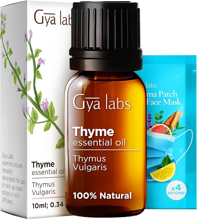 Gya Labs Thyme Essential Oil for Hair - 0.34 Fl Oz - 100% Pure Natural Thyme Oil for Skin, Diffuser & Candle Making Scent
