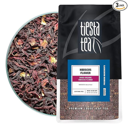 Tiesta Tea - 3lb Hibiscus Flowers | Cut & Sifted Loose Tea | 3lb |1360g, Bulk Resealable Bag | Raw Hibiscus Flower, Agua Fresca, Flor de Jamaica, Baked Goods, Dressings, Jams, Soaps & More | 3-Pack