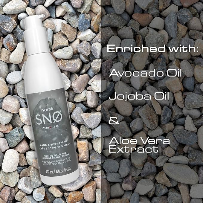 Geir Ness NORSK SNØ Hand & Body Cream - Dry Skin Lotion - Single Use Deep Moisturizer with Essential Oils