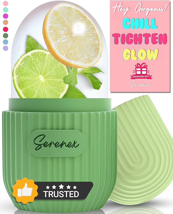 Ice Cube Roller for Face, Eyes & Neck – Silicone Ice Face Roller for Puffiness, Redness, Migraines & Eye Bags – Skin Tightening, Rejuvenation & Cryotherapy Massage Tool for Beauty & Skincare