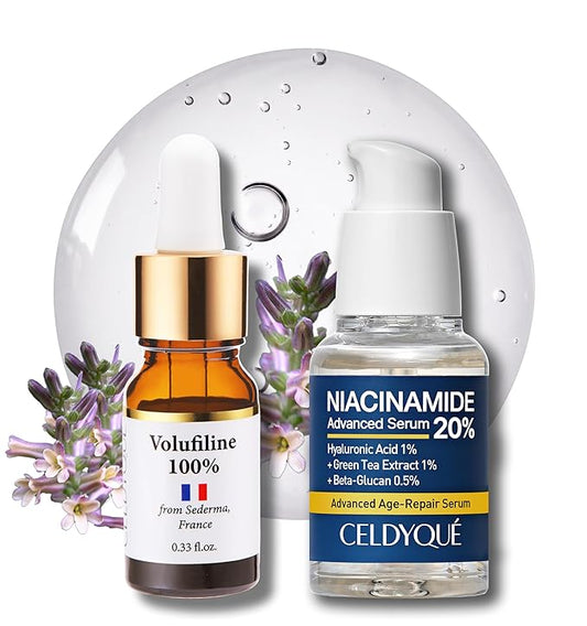 Volufiline & Niacinamide Serum Bundle – 100% Pure Volufiline for Skin Firming + 20% Niacinamide for Pore Minimizing & Brightening – Anti-Wrinkle, Collagen Boosting & Even Skin Tone Korean Skincare