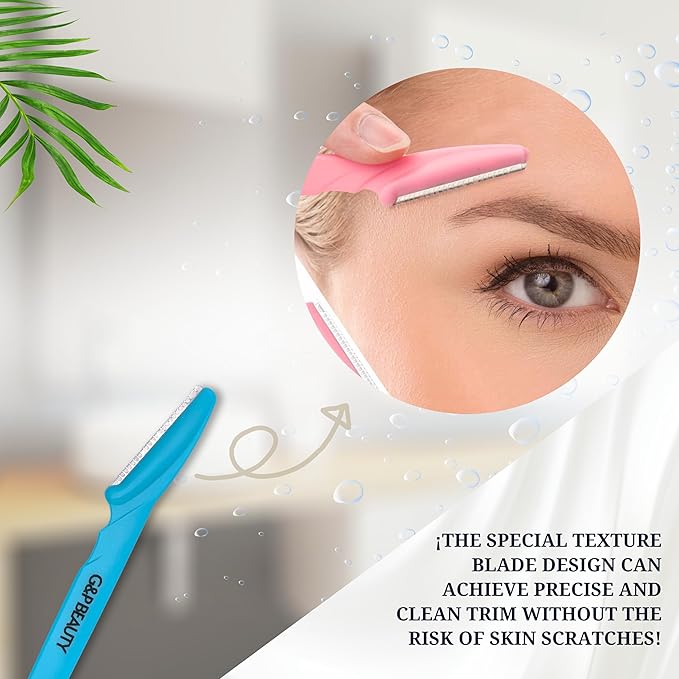 G&P BEAUTY Precision Face & Eyebrow Dermaplaning Kit - 3 Exfoliating Razors with Precision Covers for Women, ideal Gift.