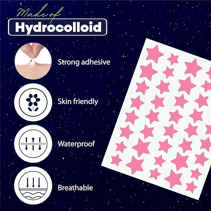 Star Pimple Patches for Face – Hydrocolloid Acne Patches for Quick Zit Relief And Blemishes, Invisible Spot Stickers That Stay All Night, Gentle for All Skin Types, Oil-Free (80 Count)