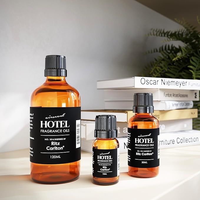 AirScent Hotel Diffuser Oil Inspired by The Ritz Carlton Hotel Scent - Premium Fragrance Oil No. 1014 for Ultrasonic and Waterless Diffusers and Crafting - 10 mL, 0.34 fl oz Glass Dropper Bottle