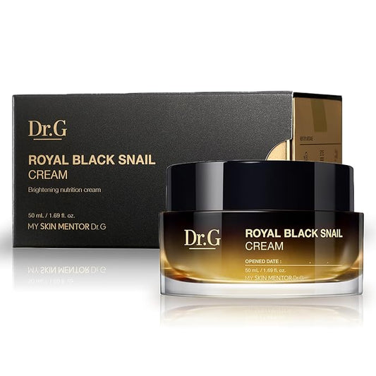 Dr. G - Royal Black Snail Cream - 50 ML - Snail Mucin Moisturizer, Korean Skincare, K Beauty for Dry Skin, Royal Jelly Protein Improves Skin Barrier, Niacinamide for Blemish Care; Skin Elasticity Care